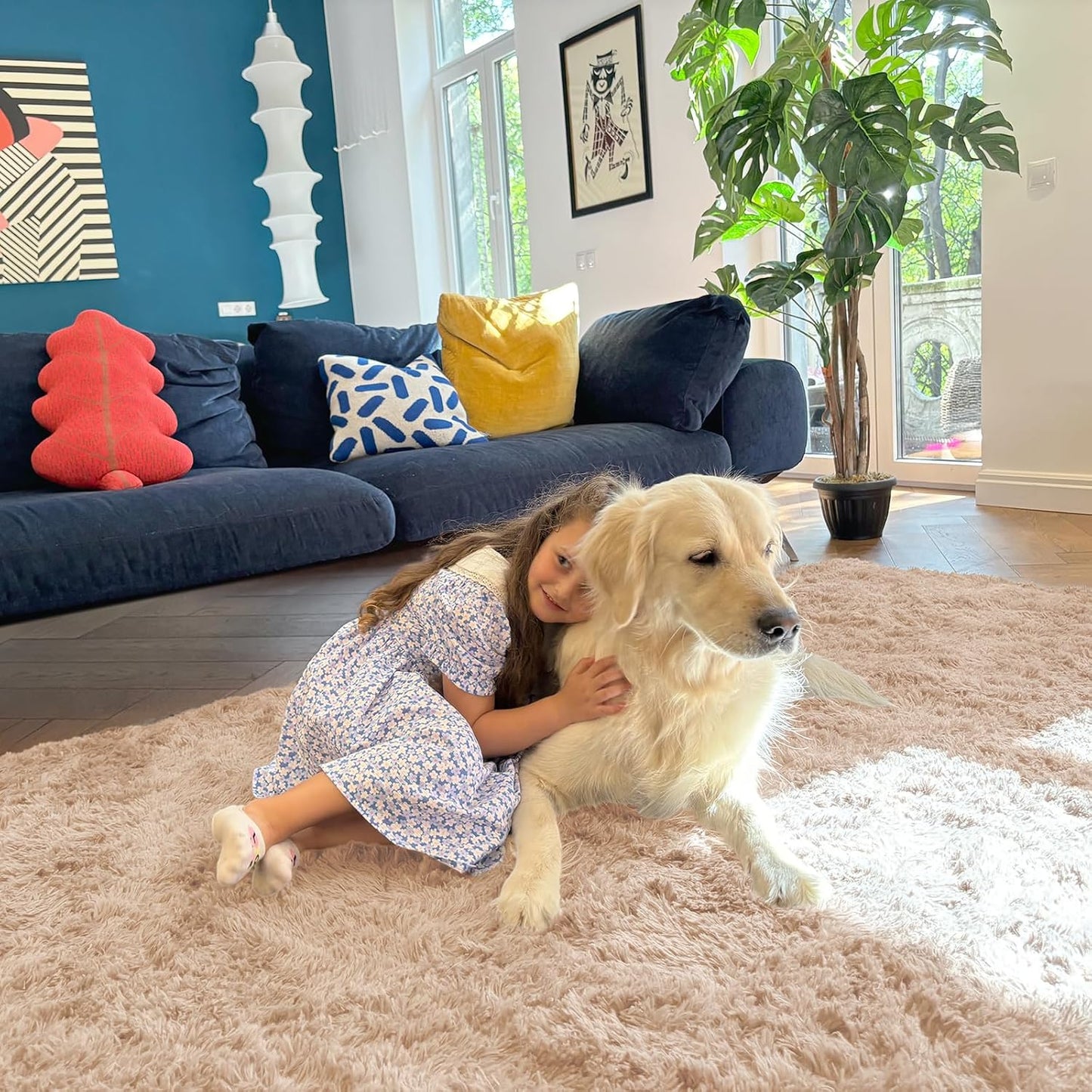 OLANLY Runner Rugs - Soft, Machine Washable Shaggy Carpet for Hallway & Bedroom | Beige, 2x8 ft