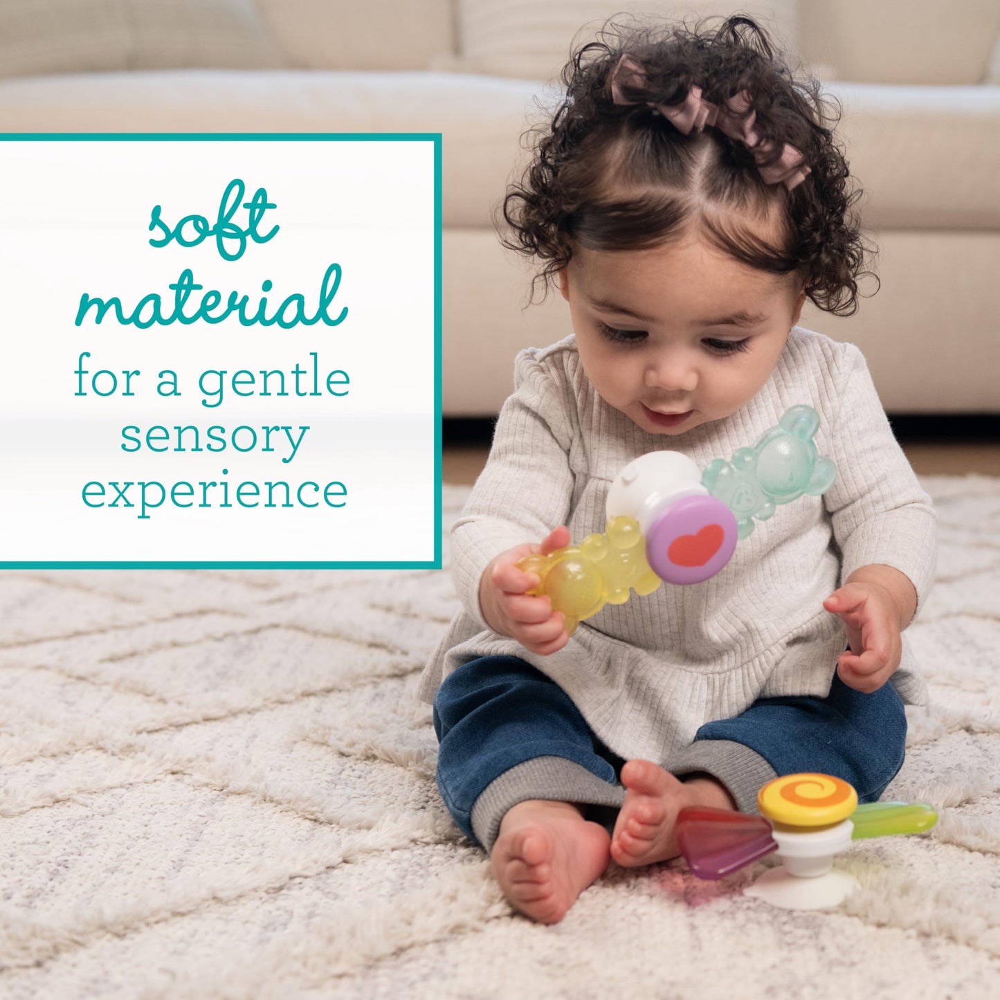 Infantino Sweet Treat Spinners, Baby Sensory Toy with Suction Cup Fidget, High Chair Spinning Tray Toy, Candy-Themed Textured Spinners for Fine Motor Skills, for Newborns and Toddlers 6+ Months