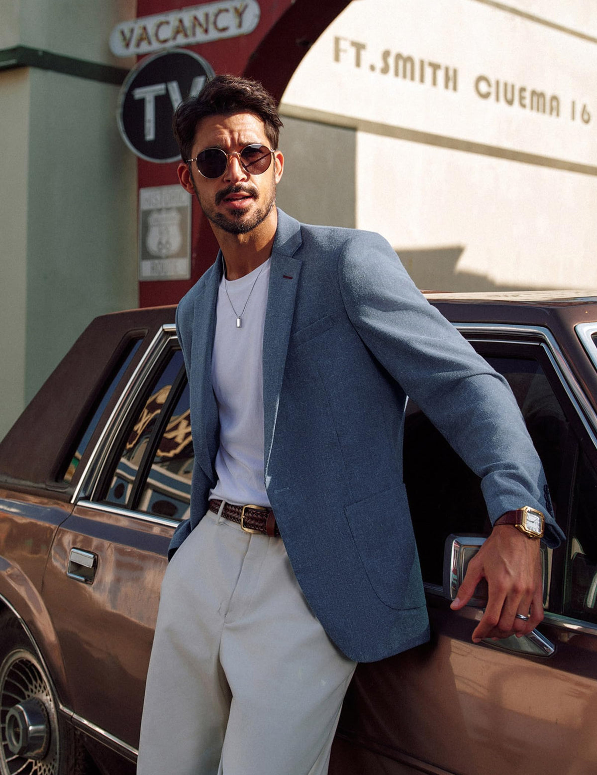 Mens Sport Coat Blazer Lightweight 1 Button Slim Fit Business Suit Jacket for Wedding Denim Blue