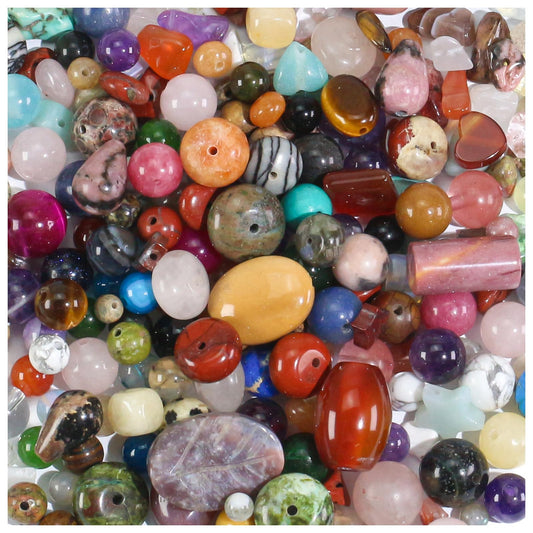 Beads for Jewelry Making, Mixed Bulk Natural Assorted Stone Beads for Crafts Bracelets Earrings Necklace, Semi Precious Gemstone Crystal Assortment Beads for Adults Women (0.5, Pounds)