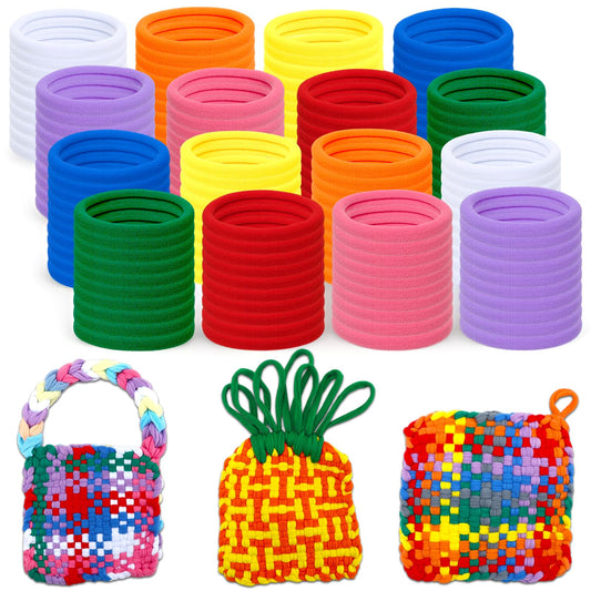 FEBSNOW 180 Pieces Rainbow Potholder Loom Kit,Elastic Loops Potholder Maker Weaving Loom Craft Supplies for Beginners Adults DIY Arts Handcraft Gifts