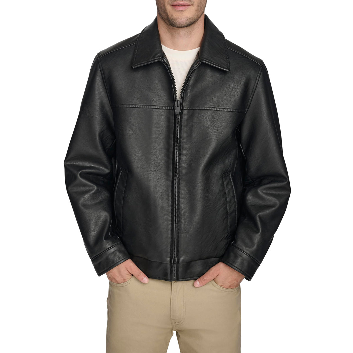 Dockers Men's James Faux Leather Jacket, Black, X-Large