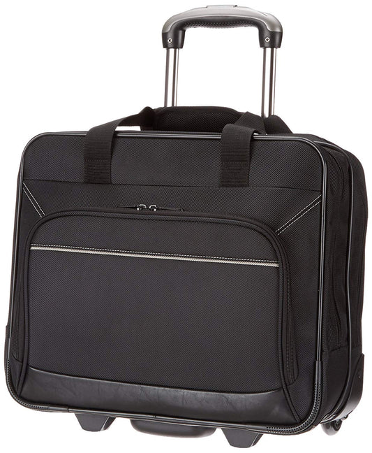 Amazon Basics 15.6" Rolling Laptop Bag for Travel and Business, Briefcase with Wheels, Adjustable Locking Handle, Black