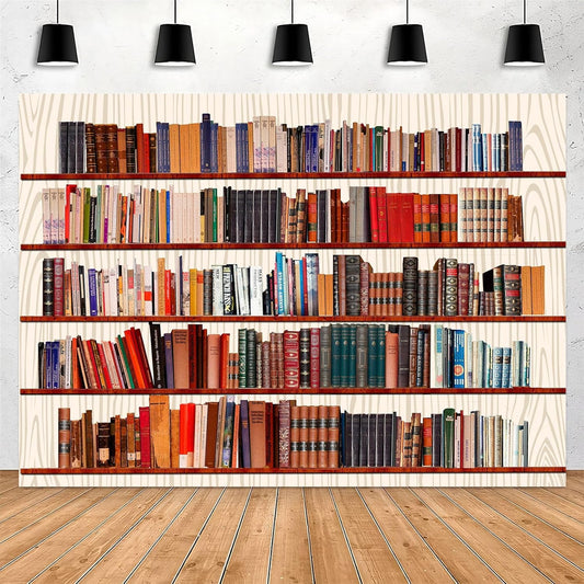 Yieldeer 8x6ft Bookshelf Photo Backdrop Books Library Tapestry Wall Hanging Bookcase Photography Background for Office