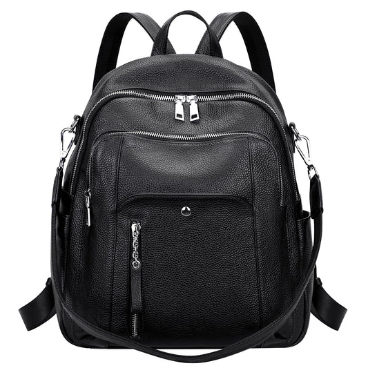 ALTOSY Fashion Genuine Leather Backpack Purse for Women Shoulder Bag Casual Daypack Medium(S9 Black New)