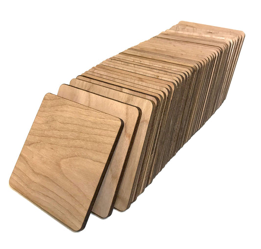 Stong & Thick, Made in The USA, Unfinished Square Blank Wood Pieces, Coasters, Trivet, Pyrography, Painting, Writing, Kids Arts and Crafts, Decorations, DIY Crafts (4"x4"x.2, Square, Natural, 40pk)