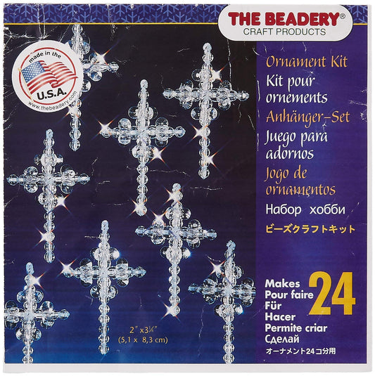 Beadery Holiday Beaded Ornament Kit, Crystal Crosses, 1.25-Inch, Makes 24 (BOK-5536)