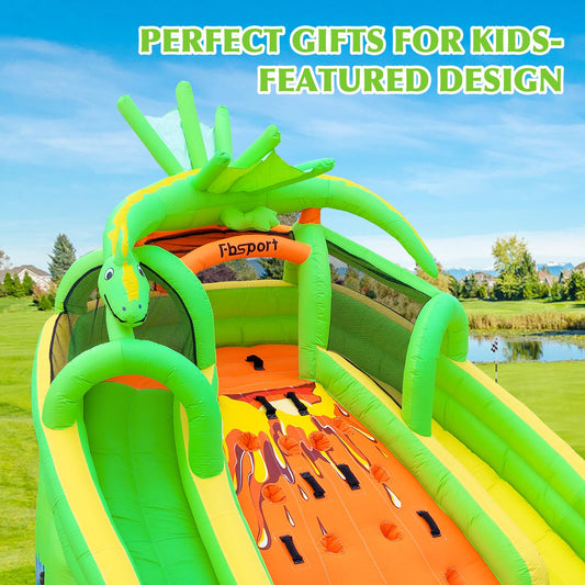 FBSPORT Inflatable Bounce House for Kids, Indoor Bounce House with Slide, Climbing, Water Guns, Bouncy Castle for Park Backyard Outdoor Indoor (with Blower)