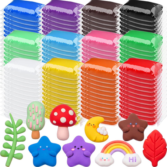 VioraWhite 144 Pcs Air Dry Clay Bulk 76 oz Mardi Gras Soft DIY Modeling Clay Kit Magic Foam Crafts for Sculpting Kids Gifts Party School Supplies for Crafts Artistic Project(Vivid Color)