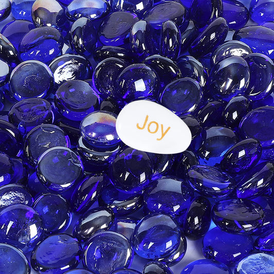 Ausluru 5LB Fire Glass Beads Flat Glass Marbles for Outdoor Fire Pit and Fireplace, Glass Gemstones for Vase Filler, Aquariums, Hydroponics Plants, Home Decor and Christmas DIY Craft, Cobalt