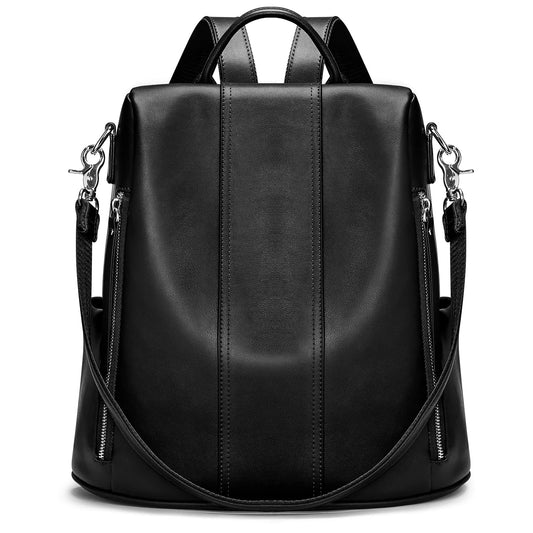 S-ZONE Leather Backpack Purses for Women Antitheft Rucksack Shoulder Bag Medium