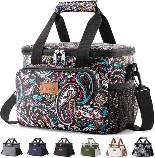 Lifewit Insulated Lunch Bag - Medium Soft Cooler Tote for Adults | Paisley Design, 12-Can Capacity (9L)