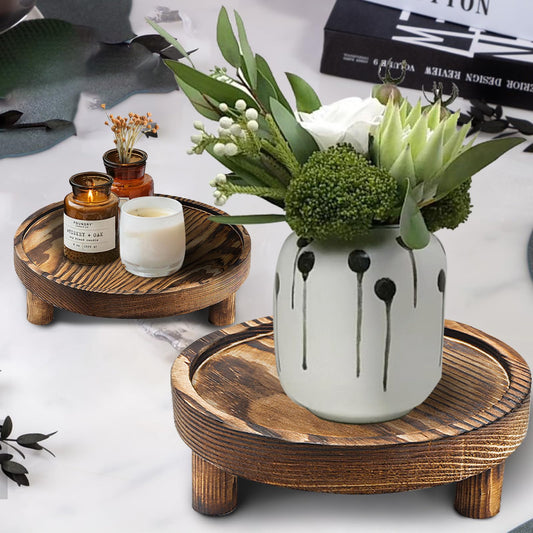 3PCS Wooden Display Risers for Display,Wood Riser Display Pedestal Stand for Home Décor (Rustic Brown,8,6,5'')