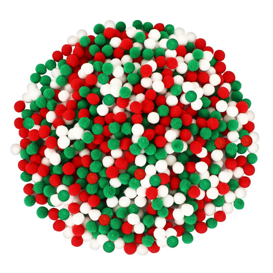 SEPGLITTER Christmas Pom Poms Balls, 1000 Pieces Red Green White Pompoms Pom Poms for Crafts Making DIY Holiday Christmas Decorations Supplies (3 Colors,1 cm )