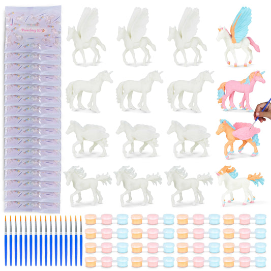 BONNYCO Unicorn Party Favors for Kids Painting Kit Pack 16, Goodie Bags Stuffers for Kids 3-5 4-8. Goody Bag Stuffers, Pinata, Classroom Prizes. Return Gifts Birthday Girl, Unicorn Party Supplies