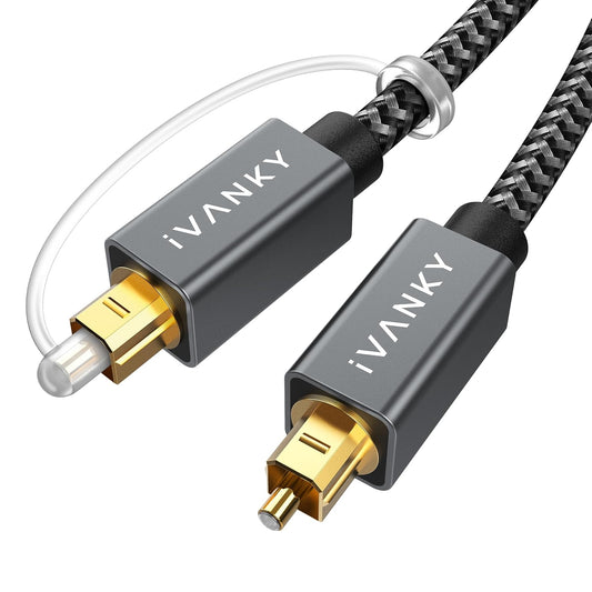 15ft/4.5M CL3 Xbox/PS4, IVANKY Optical Audio Cable Long Digital Audio Optical Cable for Soundbar, S/PDIF Toslink Fiber