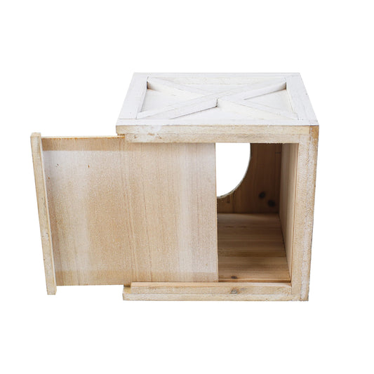Karisky 2 Pack Square Rustic Wood Tissue Box Cover Holder with Slide-Out Bottom Panel, Farmhouse Facial Paper Dispenser for Bathroom Vanity, Bedroom, Night Stands, Office, 6 x 6 inch, White
