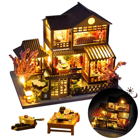 DIY Miniature House Kit, Mini House Kit for Beginners, DIY Dollhouse Kit for Adults to Build, Model Building Craft Diorama Kit, Ideal Gifts for Birthday Christmas(Japanese Garden House)