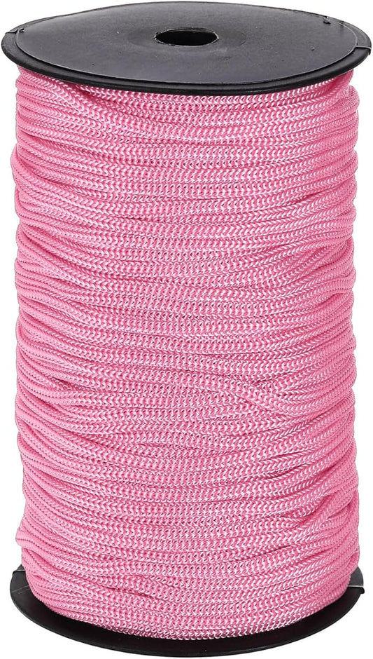 MECCANIXITY 3/16 Inch Polypropylene Rope Braided Ropes, 328ft Nylon Rope Hollow Utility Cord for Clothesline, Camping, Hiking, Outdoor, Pink