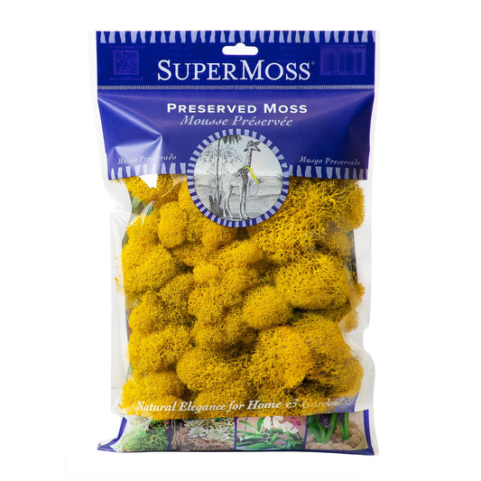 SuperMoss (21493) Reindeer Moss – Soft Preserved Moss for Home Decor, Crafts, Terrariums, Floral Design, and Wedding Decorations, 120 cu in, Sunflower
