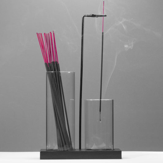 2 in 1 Incense Holder for Sticks Incense Burner Holder with Storage,Glass Upside Down Incense Holder for Sticks with Glass Ash Catcher for Meditation Yoga Spa Room Home Decor[Black]