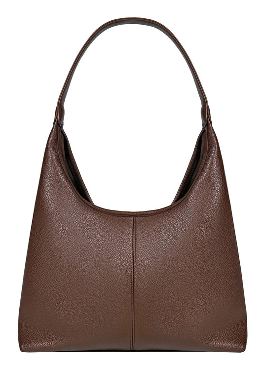 VESSALOIR Hobo Bags for Women, Slouchy Shoulder Bag for Women, Coffee Brown Handbag in Vegan Leather with Matching Zip Pouch, Magnetic Snap Closure, Built-In Key Leash
