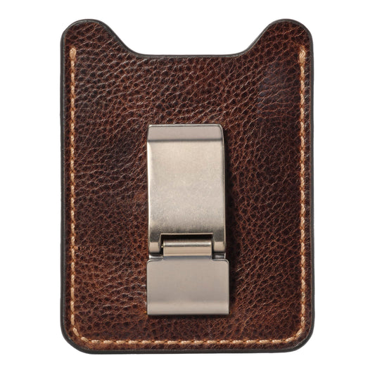 House of Jack Co. Wyatt Money Clip Wallet for Men, Slim Front Pocket Leather Card Holder, Ideal Gift For Men, Minimalist Full Grain Cowhide Wallet, Brown