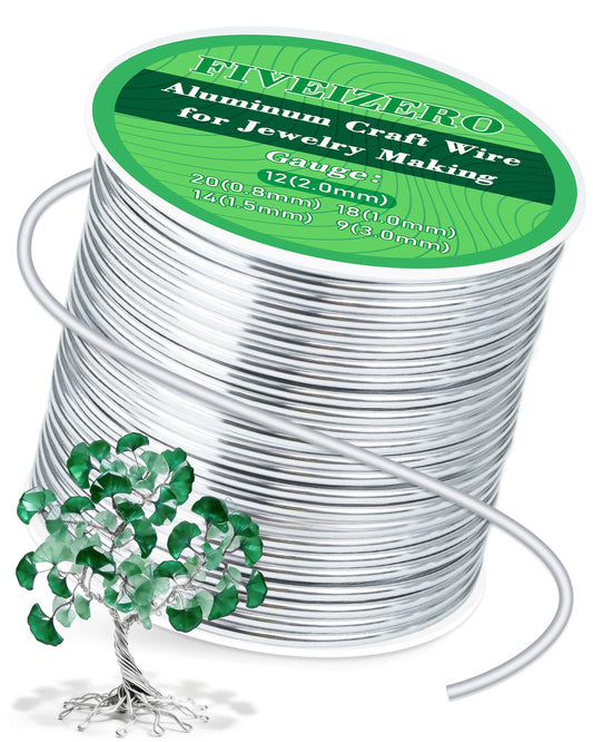 FIVEIZERO 12 Gauge Aluminum Craft Wire 98ft,Armature Wire for Sculpting, Bendable Metal Wire for Jewelry Making, Wire Wrapping, Floral Sculptures,Clay & Christmas Ornaments Crafting(Sliver)