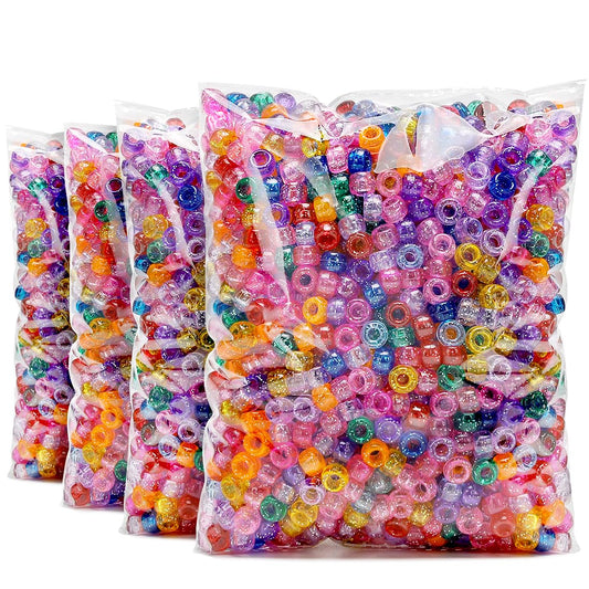 Praisebank Pony Beads, 4000pcs Glitter Color, Beads for Jewelry Making, Beads for Crafts, Beads for Hair Braids.