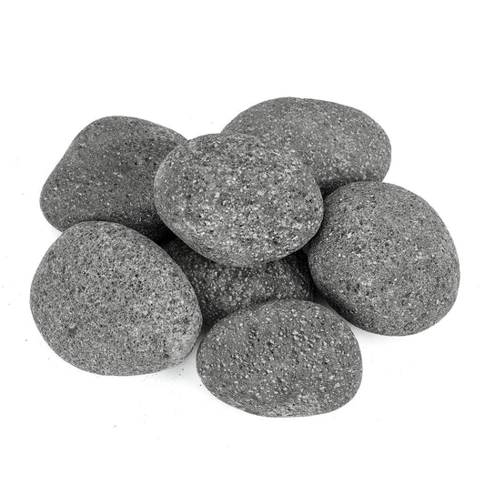 Skyflame 3-5 Inch Round Lava Rock Pebbles, 10 Pounds Black Natural Tumbled Stones for Indoor Outdoor Gas Fire Pit|Fireplaces|Garden Landscaping Decoration| Cultivation of Potted Plants