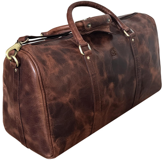 Men's Leather Travel Bag - Weekender Sports Travel Shoulder Bags Aeroplane Hand Luggage Men Duffle Bag (Large), Mulberry, L, leather duffel bag