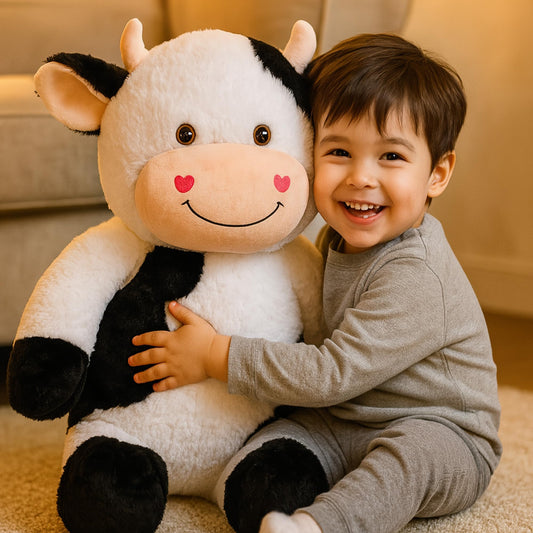 Cudhug 32" Large Cow Stuffed Animal, Giant Soft Plush Fluffy Cow Toy Birthday Holiday Party Gifts for Kids Girls Boys