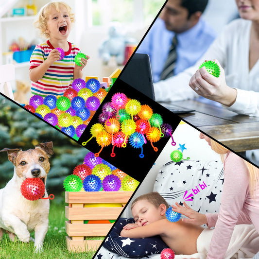SHQDD 200PCS Light Up Ball, Bouncy Balls for Kids, 6 Colors LED Flashing Squeaky Ball, 2.2inch Sensory Fidget Toys, Glow in The Dark Party Supplies, Neon Party Favors, for Student Gifts School Rewards