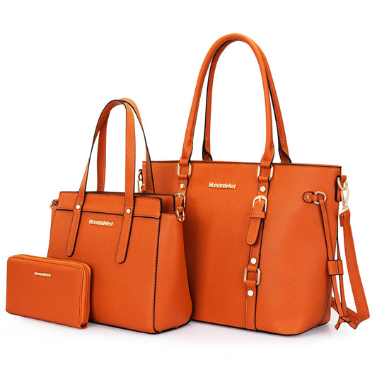 Montana West 3PCS Purses for Women Tote Bag and Wallet Set Shoulder Satchel Crossbody Bags Leather Handbag for Gift Travel Casual Work MWC3-C032WOR