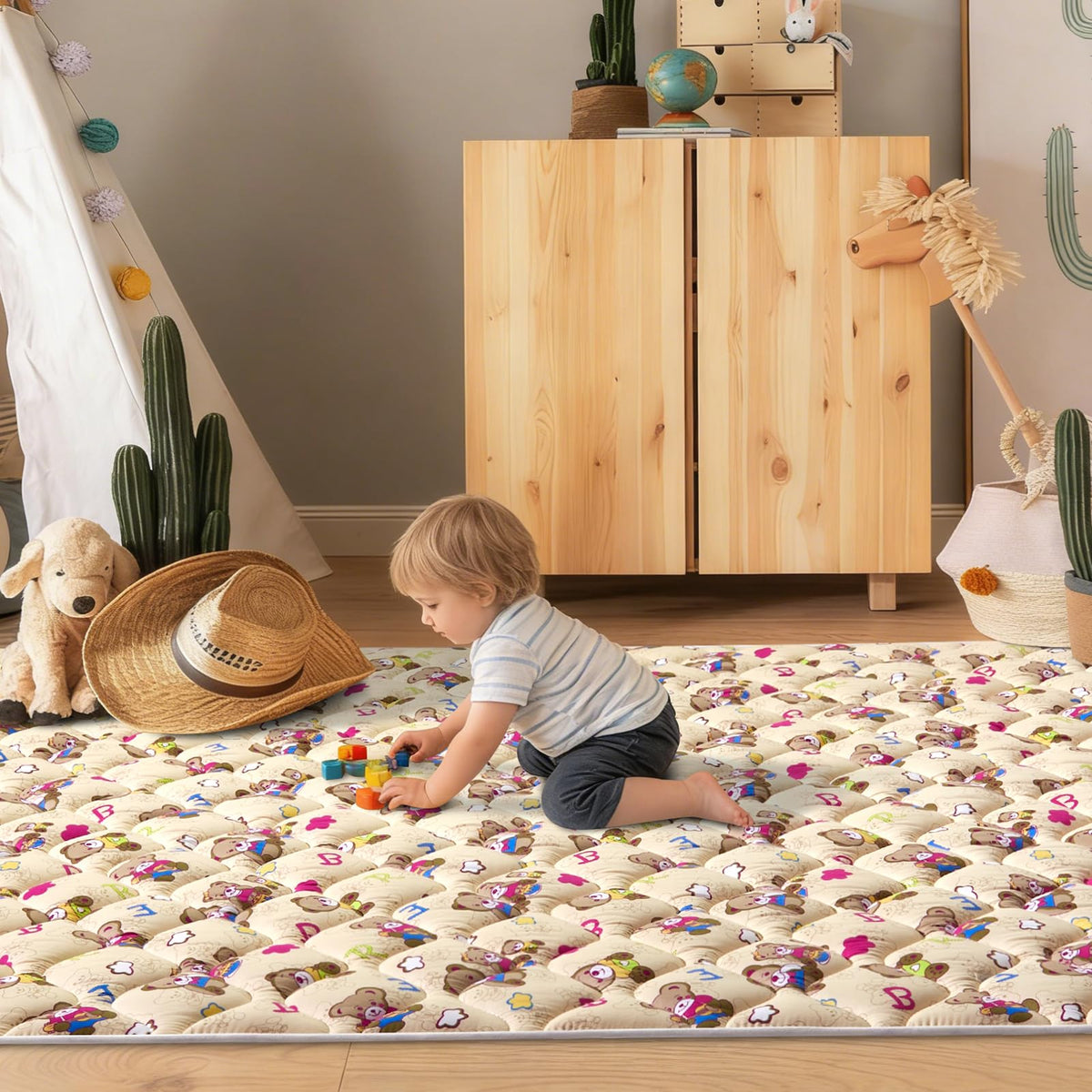 Baby Play Mat - 71" X 59",Premium Thicker Foam Machine Washable, Extra Large Anti-Slip Soft Cushioning Foam Playmats for Babies and Toddlers, Foldable Baby Crawling Mat for Playpen