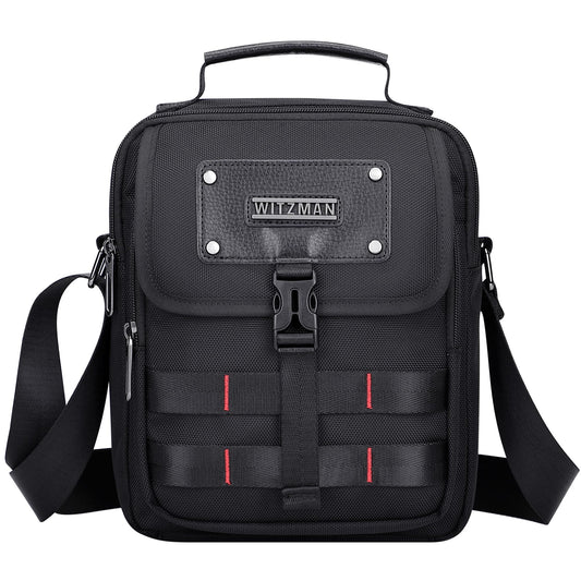 WITZMAN Crossbody Bag for Men Lightweight Man Purse Messenger Bag Casual Satchel Nylon Shoulder Bag for Work Traveling(B708 Black)
