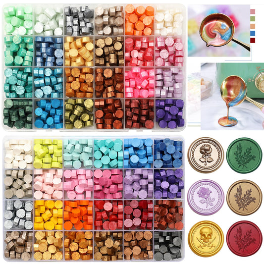 1200Pcs Assorted Color Wax Seal Beads, Multicolor Sealing Beads for Wax Seal Stamp, Decor for Envelope Wedding Invitation and Sealing Letter (Kit 2)