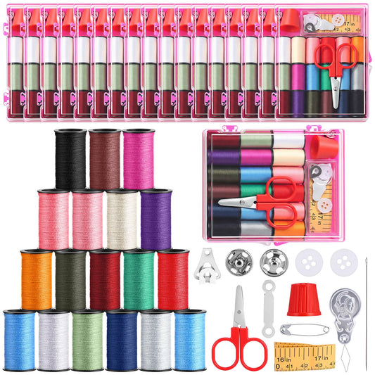 Dingion 12 Pack Mini Small Sewing Kits Bulk Travel Sewing Kit Mini Storage Box with Scissors Needles Threads Portable Emergency Sew Kits Pack for Home Beginner Camping Repairs DIY Handcraft Traveler