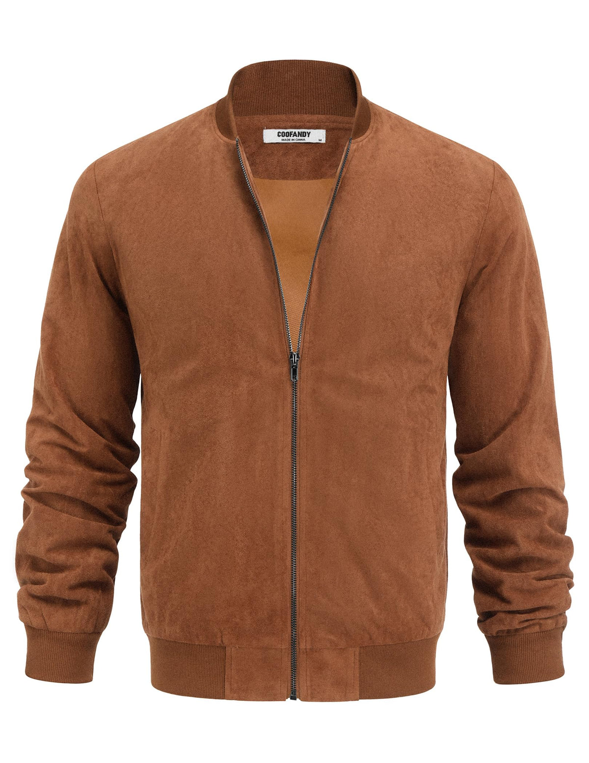 COOFANDY Mens Lightweight Faux Suede Jacket Casual Bomber Jackets Vintage Varisty Coat, Brown, Medium