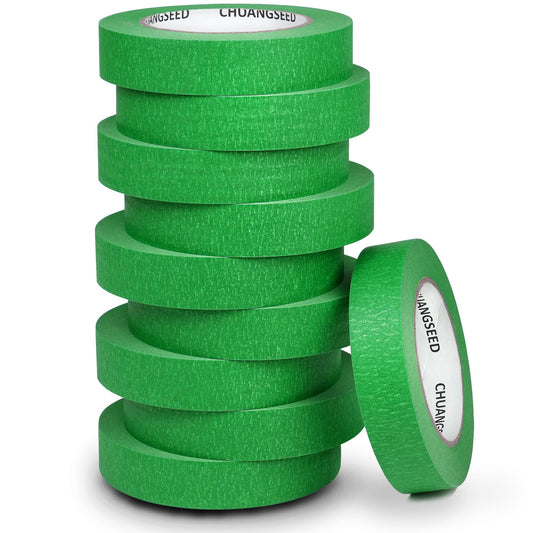 CHUANGSEED Green Painters Tape 1 Inch x 55 Yards x 10 Pack - Green Masking Tape Bulk Multi Pack for Painting, DIY Crafting, Marking, Artwork and School Projects, 550 Yards Total