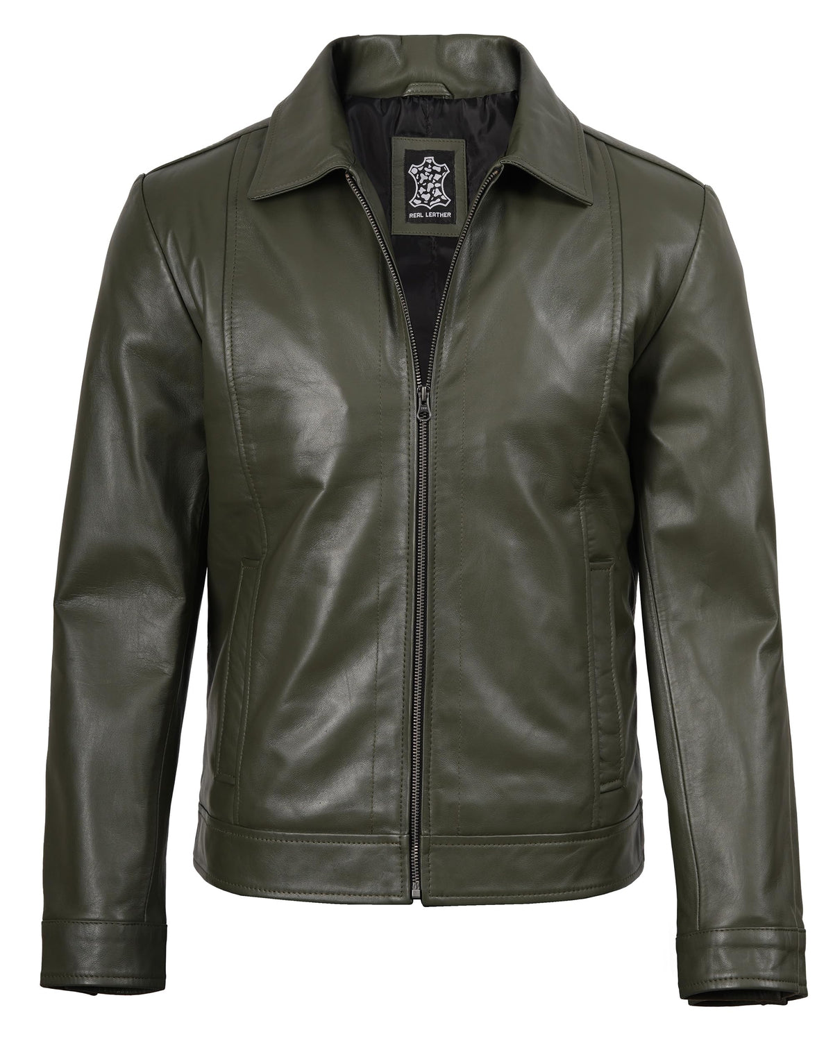 Decrum Vintage Leather Jacket - Leather Jacket Mens | [1124084] Jse Olive Grn, L