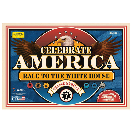 PragerU: Celebrate America - Race to The White House Board Game, USA Trivia Game, America’s 250th Anniversary Edition, Families & Kids 8+, 2+ Players, Made in America