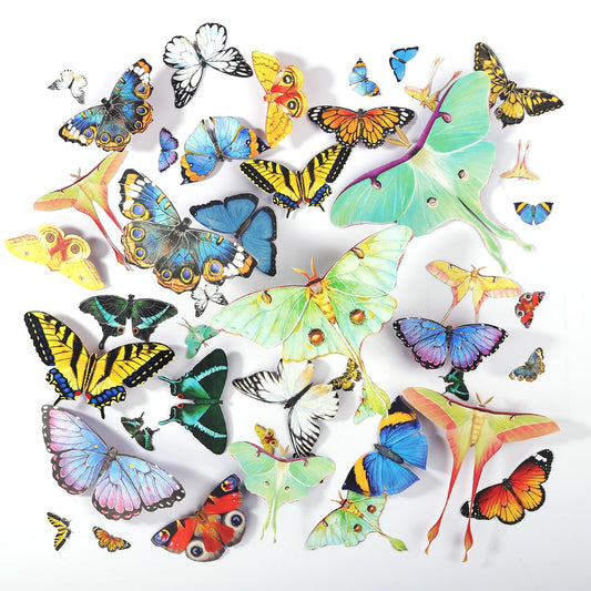 LET'S RESIN Realistic Paper Butterfly Moth,46 Pcs Double-Sided Faux Butterfly,Epoxy Resin Supplies,Vintage Floral Decoration,Resin Accessories for Art,Crafts,Molds