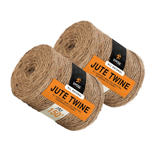 Jute Twine - 3 Ply Brown Roll 150 Feet Natural Jute String for Crafts, Packaging, Wrapping, Decorative Rope Cord for Hanging Ornaments (2 Packs)