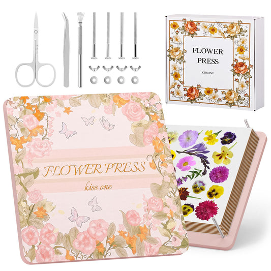 Flower Press Kit – 11"x11" Large Wooden Plant Press for DIY Pressed Flowers & Bouquet Preservation | Scrapbooking & DIY Crafts | Craft Kit for Adults & Teens | Ideal Gift for Nature & Art Lovers