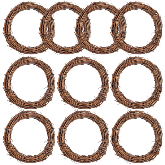 Grapevine Wreath Set, Marrywindix 10 Pieces Natural Vine Branch Wreath Christmas DIY Rattan Wreath Garland for Christmas Holiday Craft Wedding Decor (6 in.)