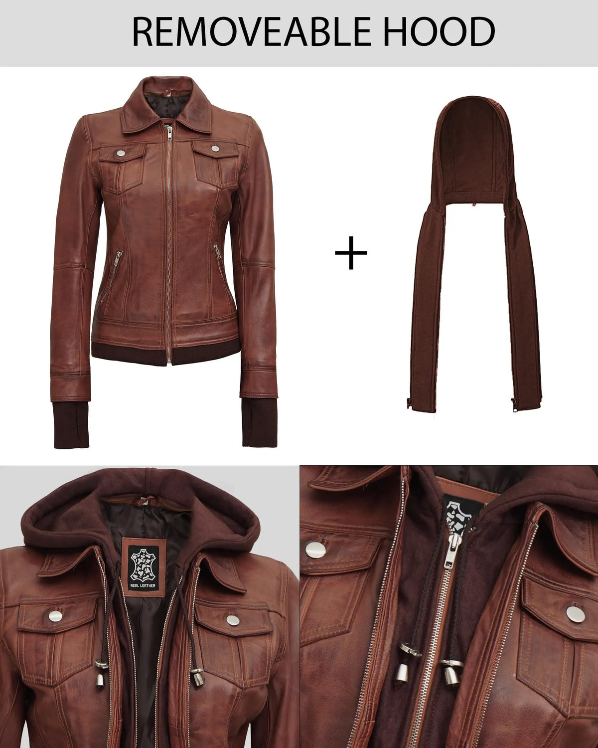 Decrum Brown Leather Jacket Women - Leather Bomber Jacket Women | [1314746] Tralee Brown, 2XL