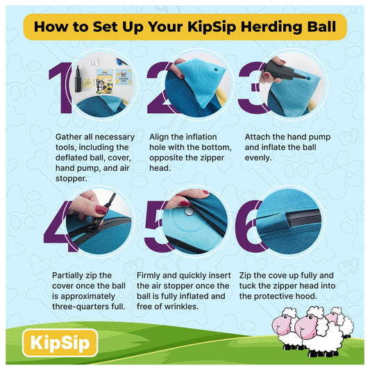 KipSip Herding Ball for Dogs – 18” Dog Training Ball with Handles for Medium & Large Breeds – Non-Chew Interactive Toy for Aussies, Heelers & Collies – Outdoor Exercise & Mental Stimulation Toy