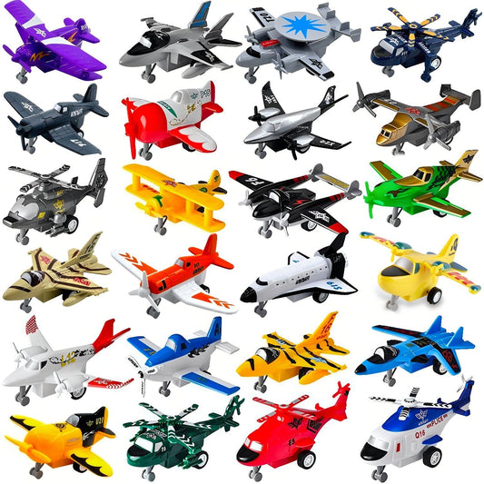 Liberty Imports Pull Back Airplanes Toys Vehicle Playset, Variety Pack of Helicopters, Stealth Bombers, Fighter Jets, Aircraft, Planes for Kids Toddlers Party Favors (24 Pack)
