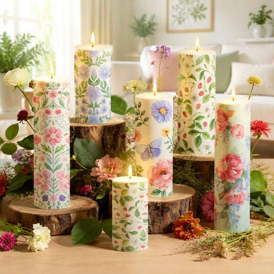 Roowest 24 Pcs DIY Decoupage Napkins Candle Making Kits Ideas Include Candles Floral Napkins and Baking Paper for DIY Crafts Girls Nights Spring Summer Birthday Wedding Party (Pillar)
